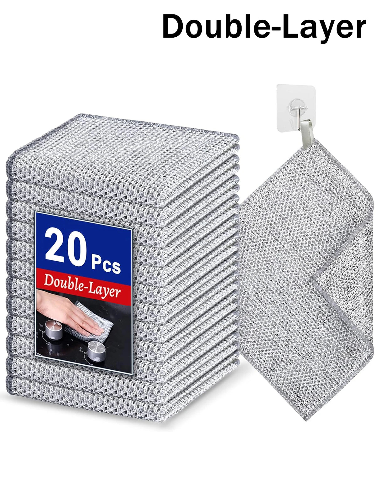 Steel-Reinforced Non-Scratch Kitchen Cleaning Cloths (2-Pack)