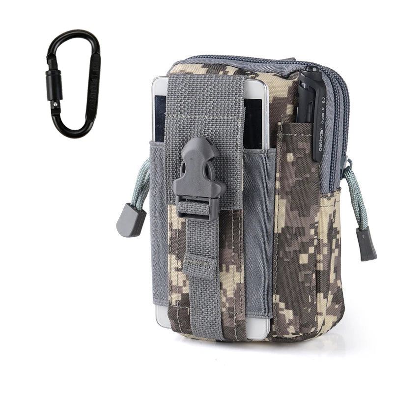 Heavy-Duty Tactical Utility Pouch with MOLLE Straps & Carabiner