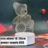 A wireframe bear figure is illuminated by a USB light source on a white base.