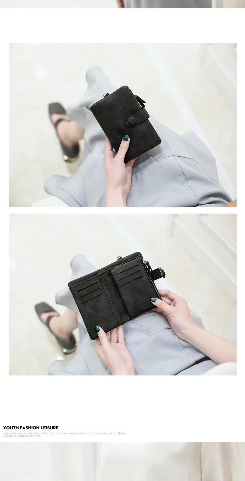 Compact Frosted Tri-Fold Wallet for Women