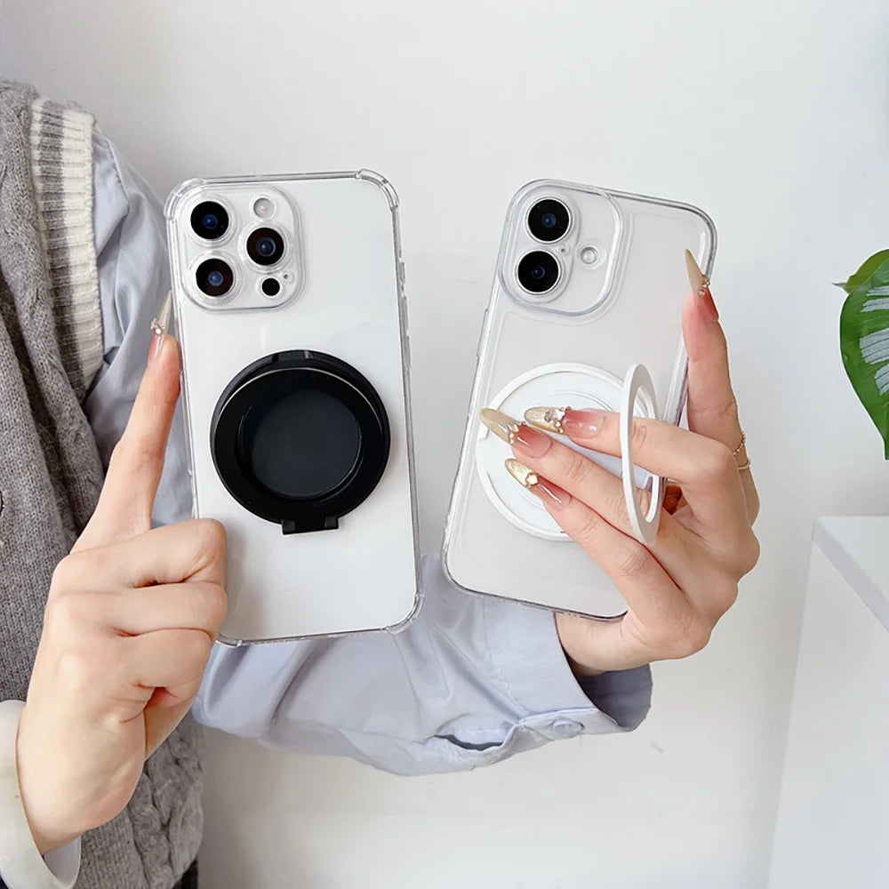 360° Rotatable Phone Ring Kickstand – Foldable Grip & Desktop Stand