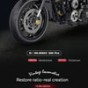 A detailed 1:8 scale model of a heavy locomotive motorcycle with black and metallic components.