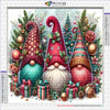 Kit de peinture de diamants avec un gnome mosaïque de Noël, chapeau rouge et vert et barbe blanche.