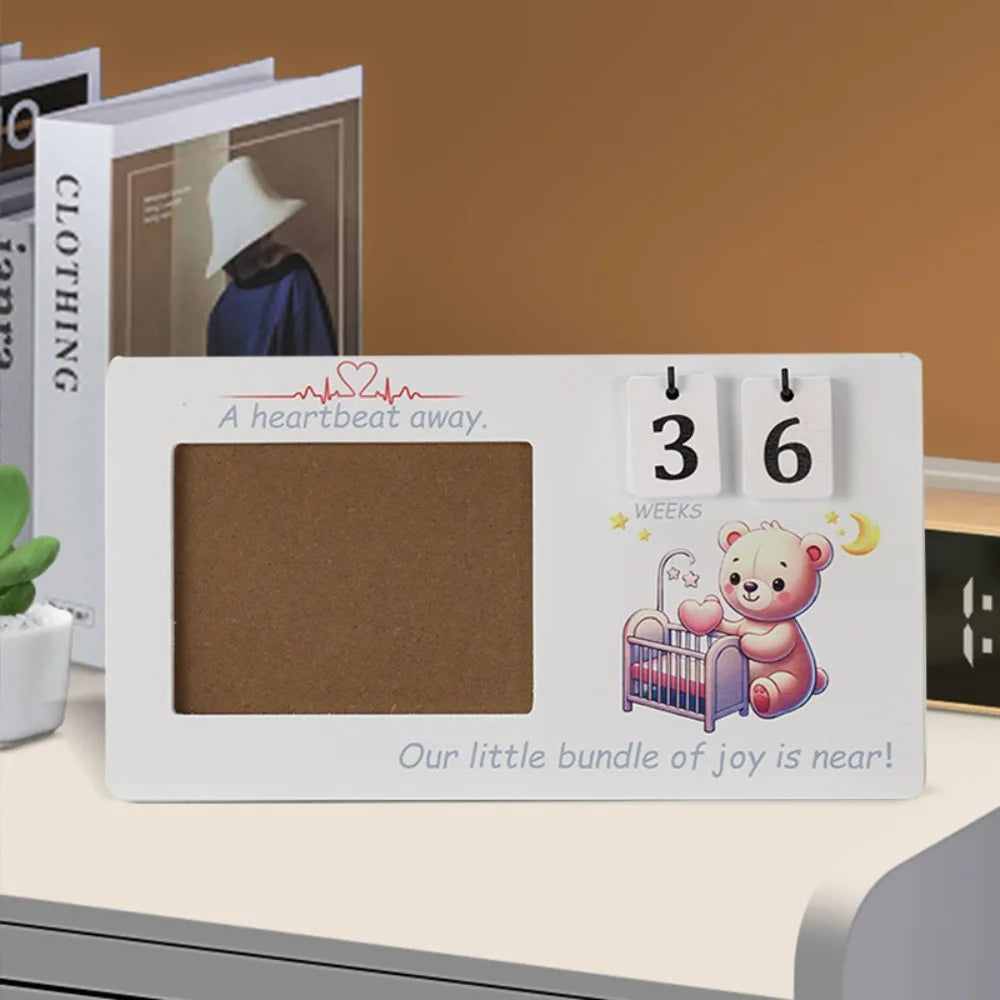 Wooden Pregnancy Countdown Picture Frame with Ultrasound Slot