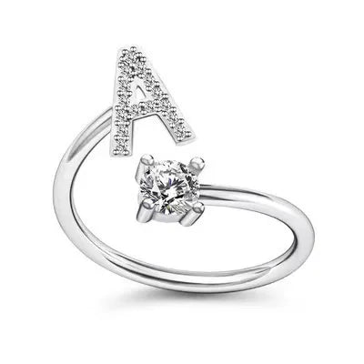 Initial Letter Ring with Zircon Accent