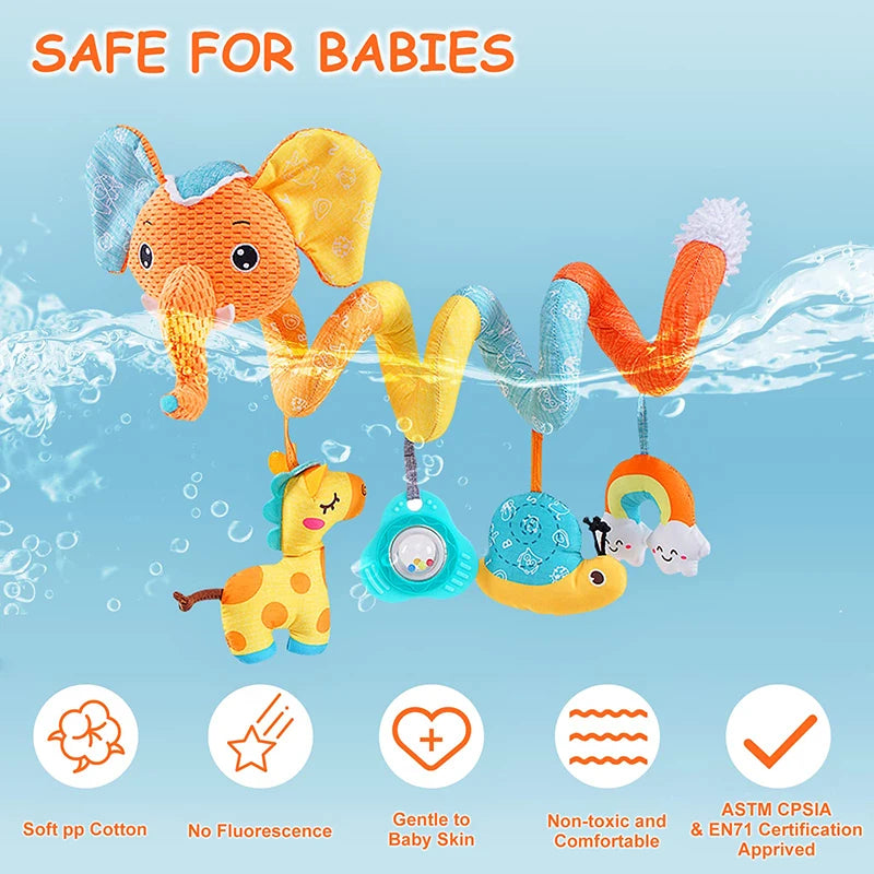Soft Car Seat & Stroller Toy Set with Mirror, Crinkle, and Squeaky Sounds