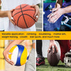 Hands gripping an orange basketball and a yellow ball, demonstrating versatile use for sports and training.