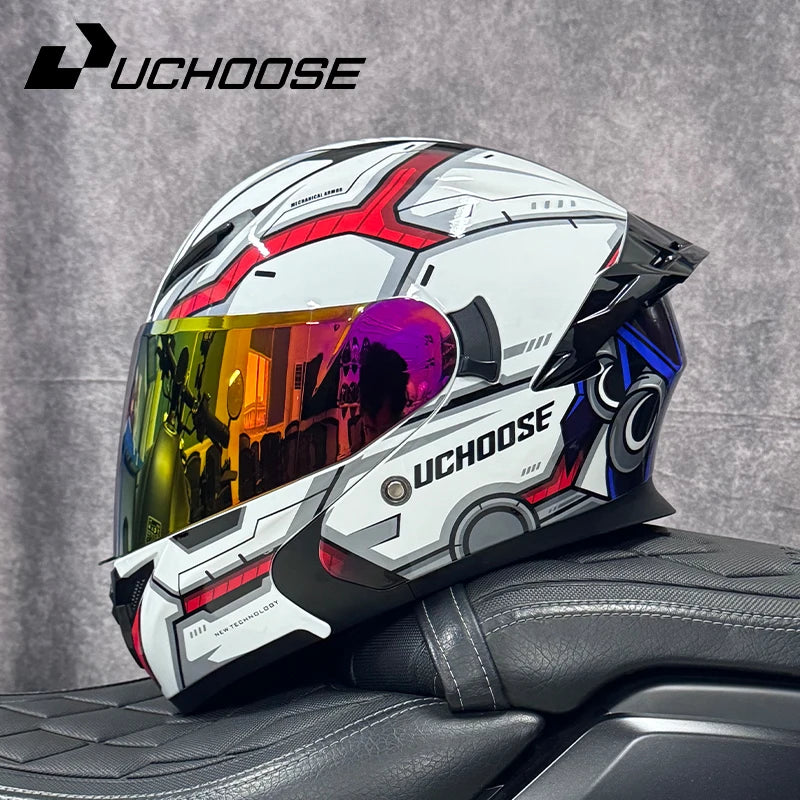 Modular Flip-Up Motorcycle Helmet with Removable Chin Guard