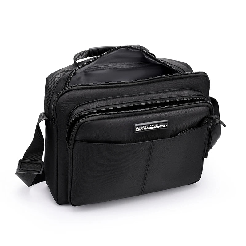 Durable, wasserdichte schwarze Herren-Business-Aktentasche mit mehreren Fächern
