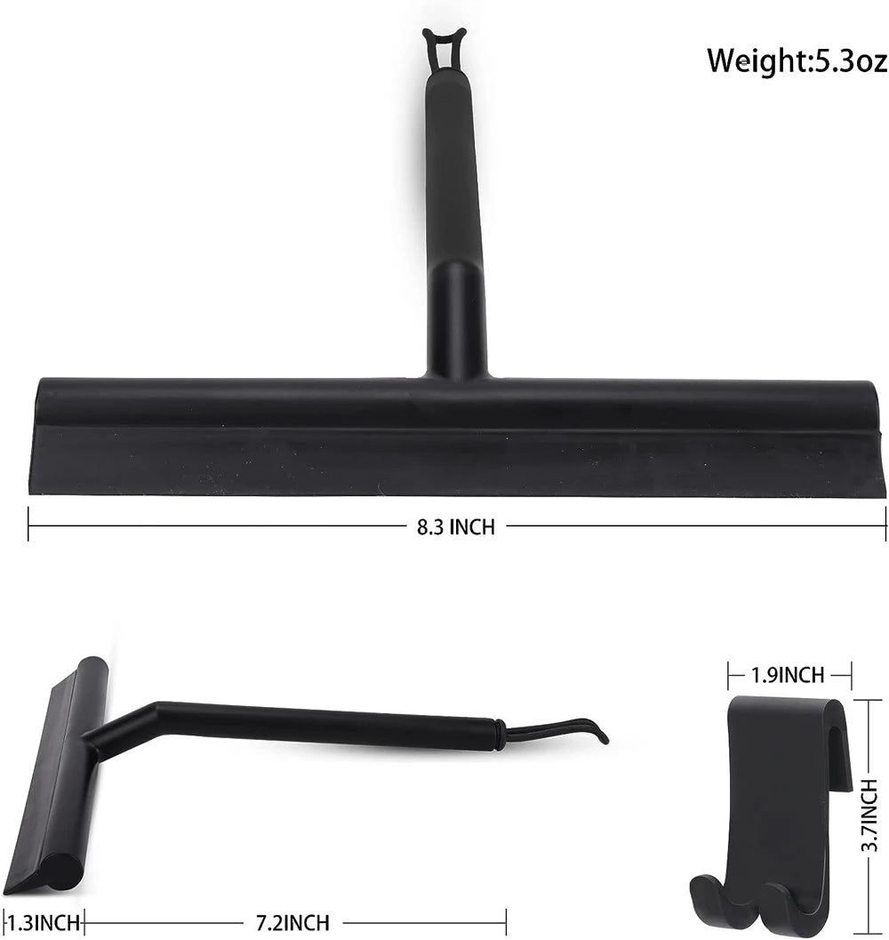 Shower Squeegee with Hanging Silicone Holder for Glass Doors & Mirrors