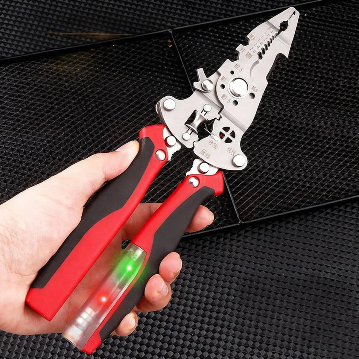 Multifunctional Wire Stripping Pliers with Digital Voltage Tester