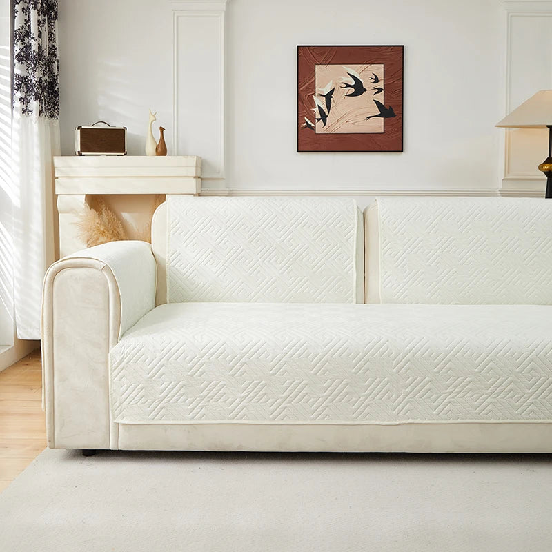 Geometric Quilted Sofa Cover – Soft, Stretchable Protection for Any Seat
