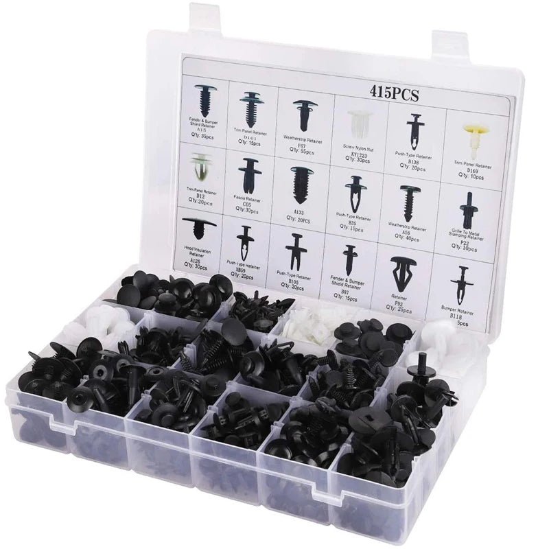 Mixed Size Plastic Retainer Clips for Auto Trim, Bumper, and Door Panels