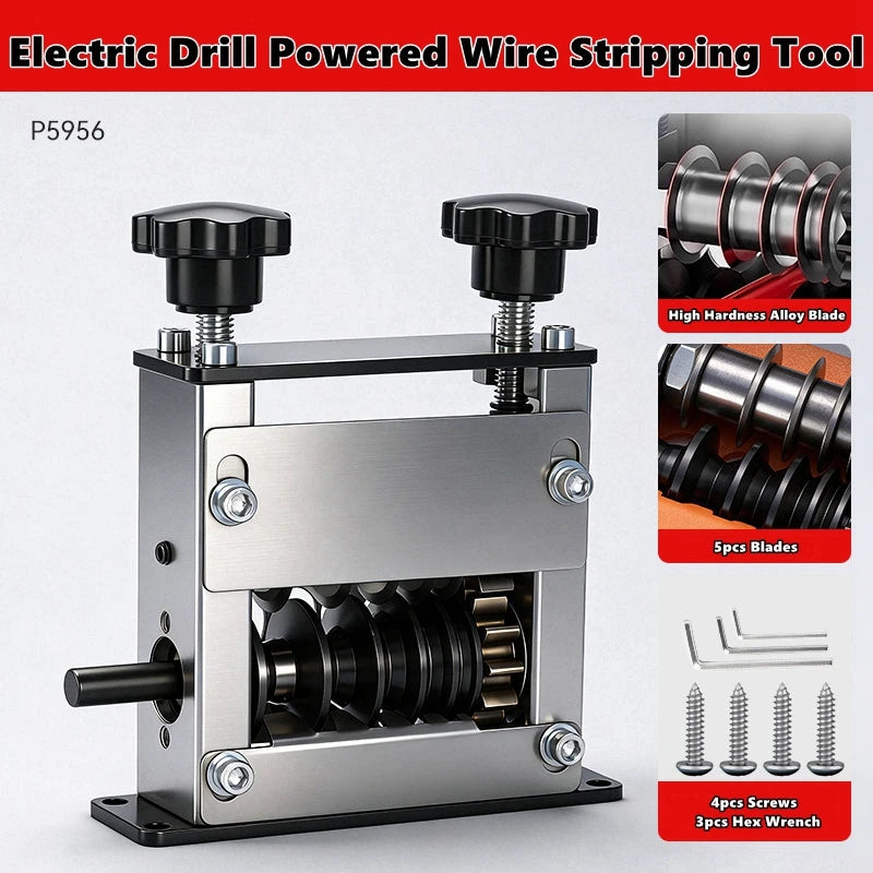 Multifunctional Wire Stripping Tool for Manual or Drill Use