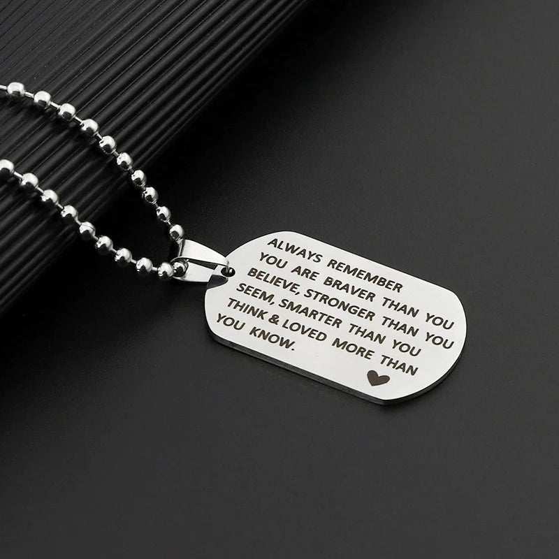 Engraved Inspirational Dog Tag Necklace