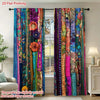 A pair of vibrant multi-layer patchwork curtains featuring bohemian ethnic prints in various jewel tones and textures.