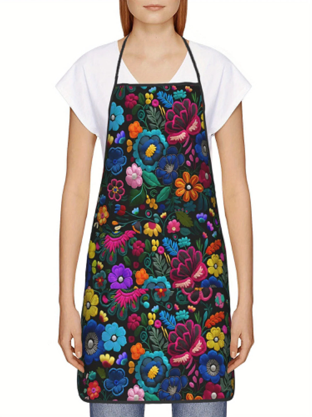Floral Print Sleeveless Apron for Kitchen, Baking & Crafting
