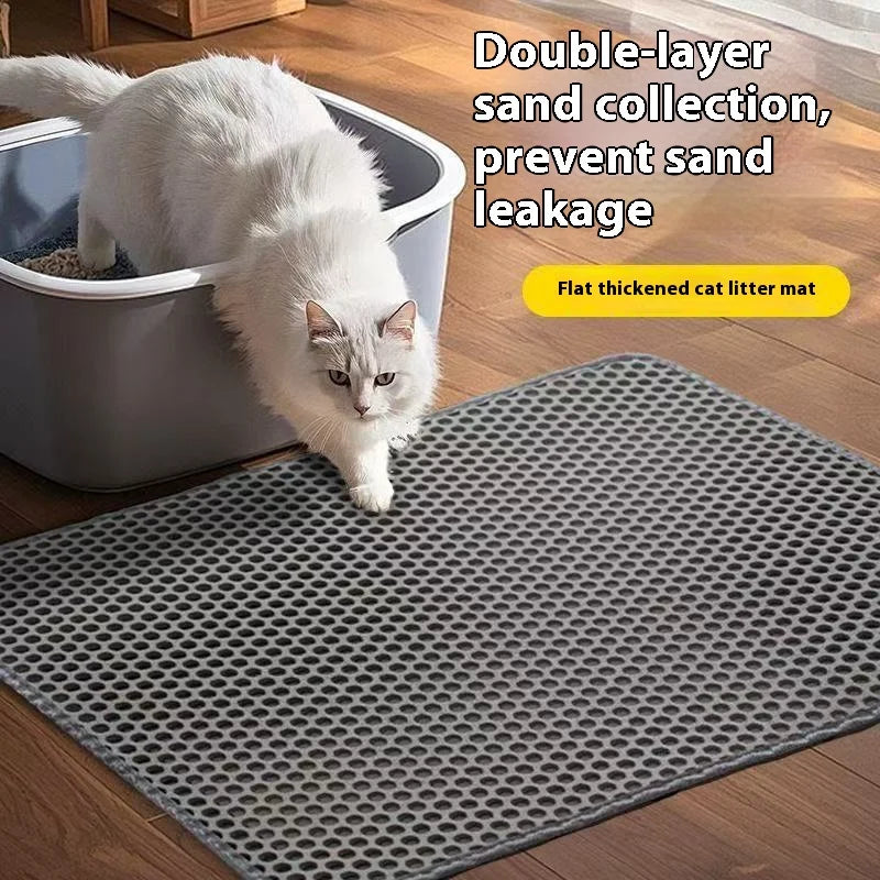 Double-Layer Cat Litter Mat with Waterproof Base