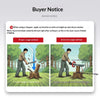 Buyer notice illustrating proper and incorrect usage methods for a chopper or splitting axe.