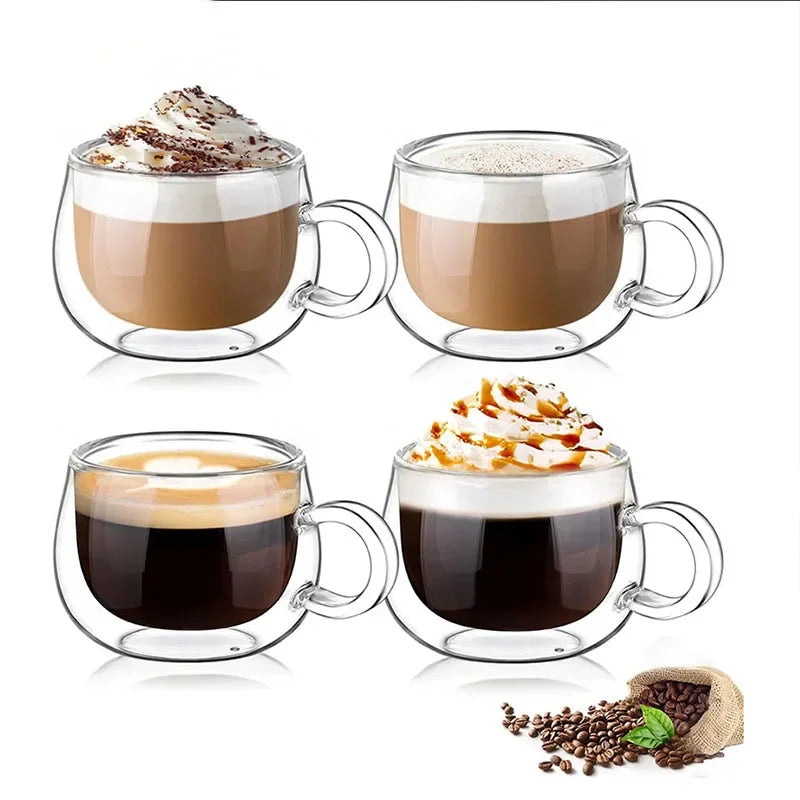 Double-Walled Glass Coffee Cup with Handle