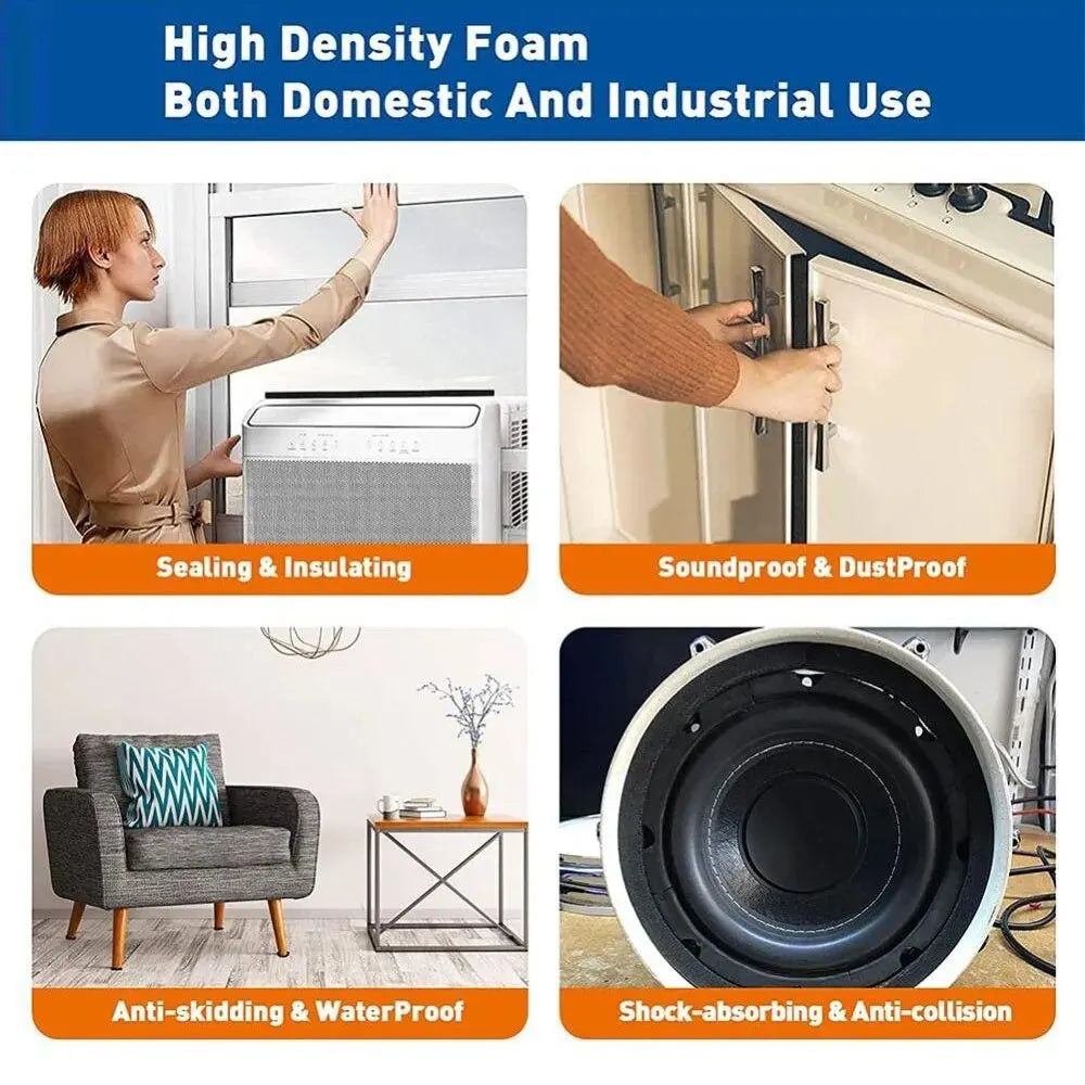 Black 5mm thick EVA foam tape used for sealing, insulating, soundproofing, and shock absorption.
