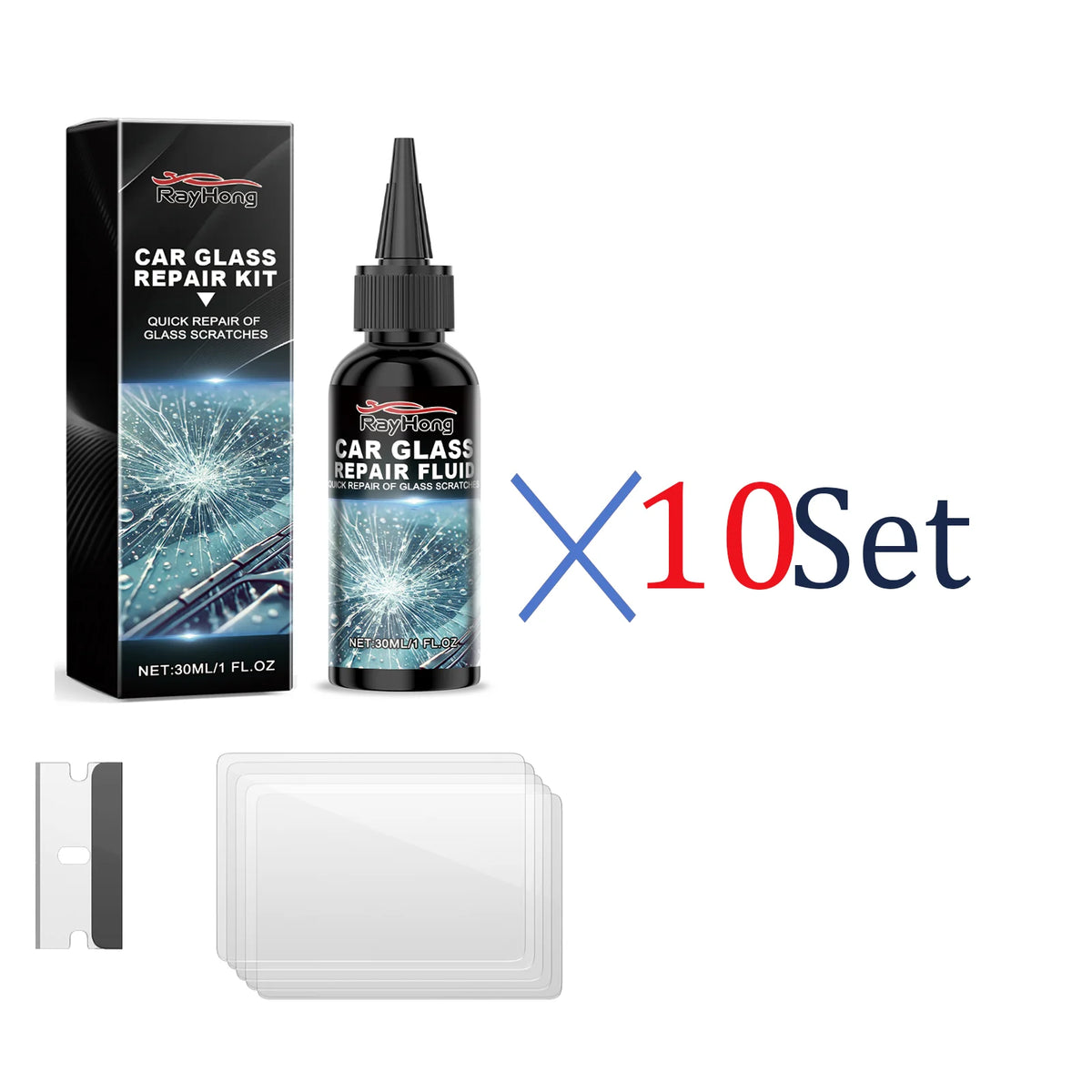 Windshield Repair Kit with UV Resin for Chips and Cracks