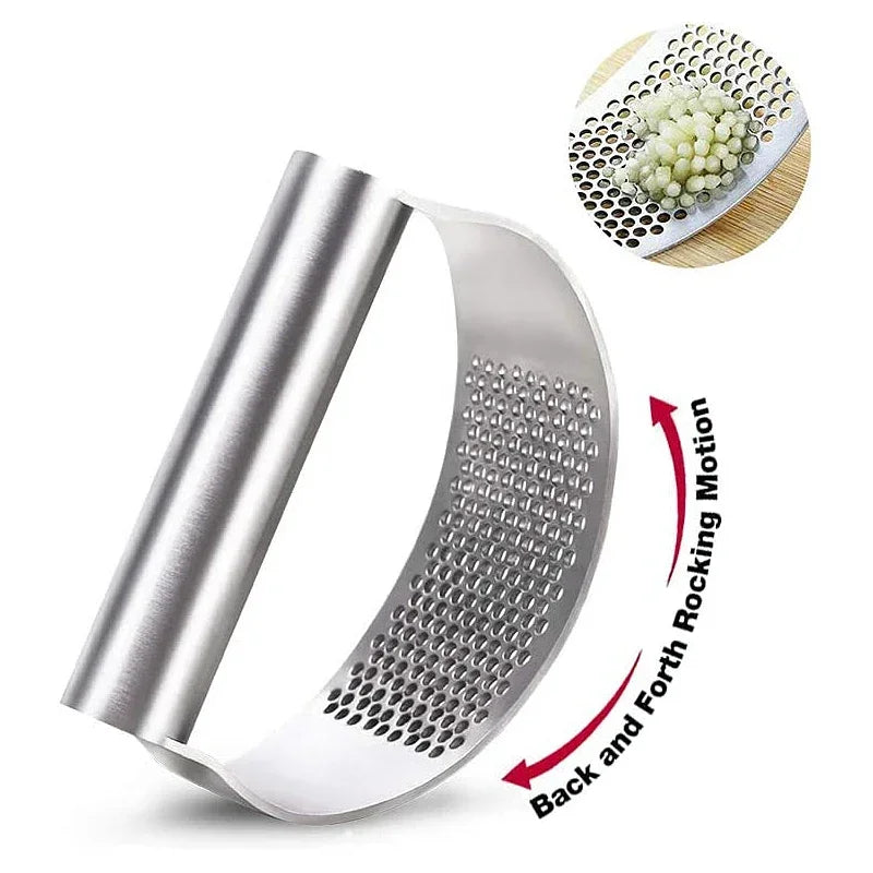 Stainless Steel Garlic Press with Ergonomic Handle