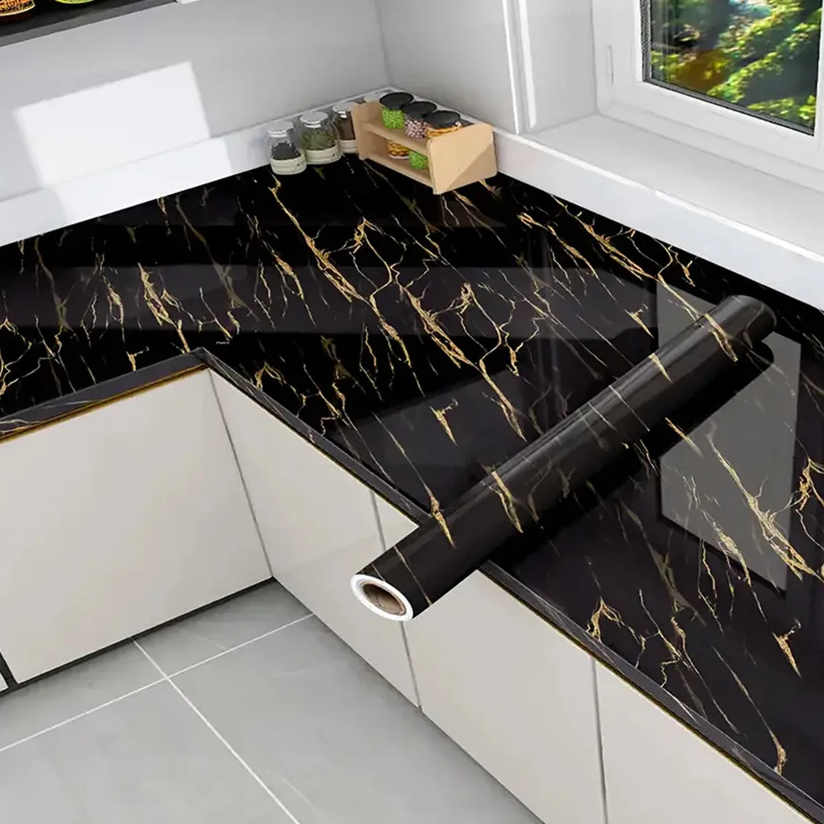 Marble Peel-and-Stick Waterproof Wallpaper for Kitchen & Bathroom