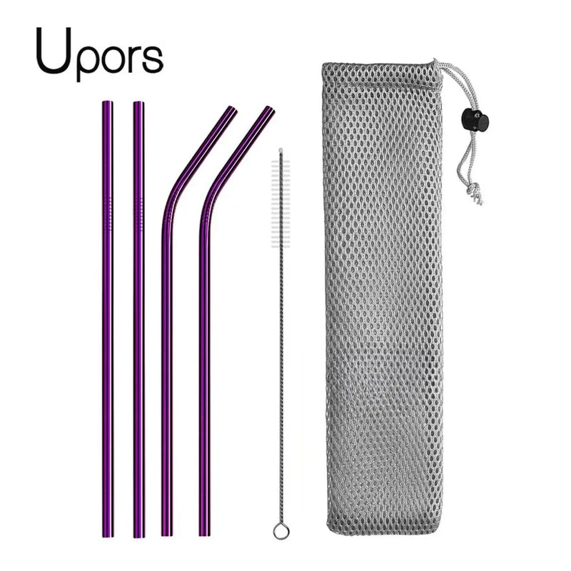 Reusable Stainless Steel Drinking Straws with Cleaning Brush