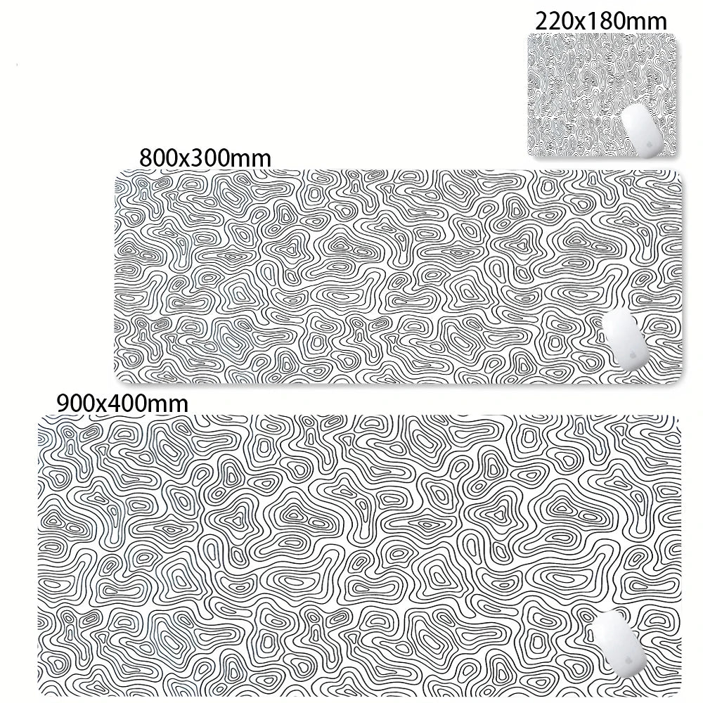 Large Abstract Desk Mat with Stitched Edges