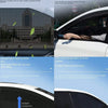 A set of four breathable mesh car window shades installed in a vehicle, demonstrating various features like ventilation and p