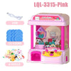 Pink LQL-3315 Cat Fish claw crane machine for kids with lights and music