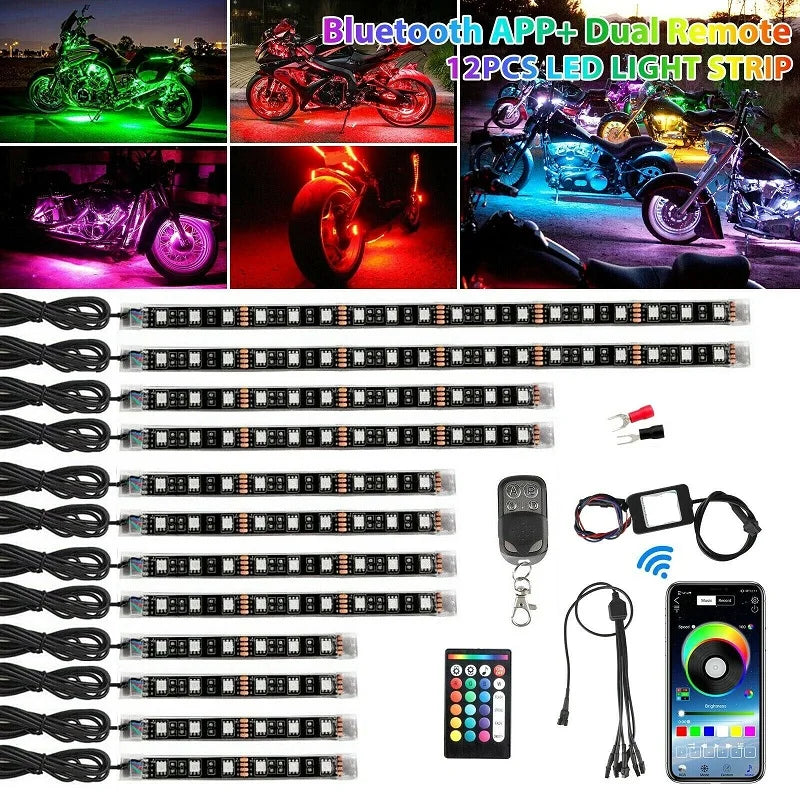 RGB Motorcycle Under-Glow LED Light Kit with Remote