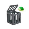 A gray plastic diving toy box with a lid and a green floating turtle figure.