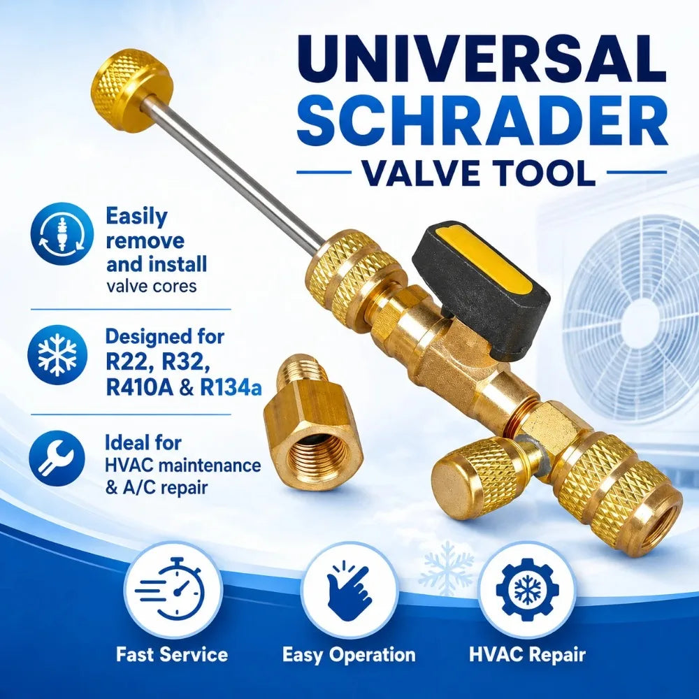 Dual-Size Refrigerant Valve Core Remover & Installer Kit with 10 Spare Cores