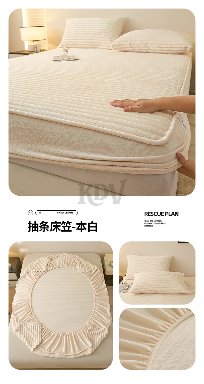 Plush Fitted Sheet Set with Pillowcases