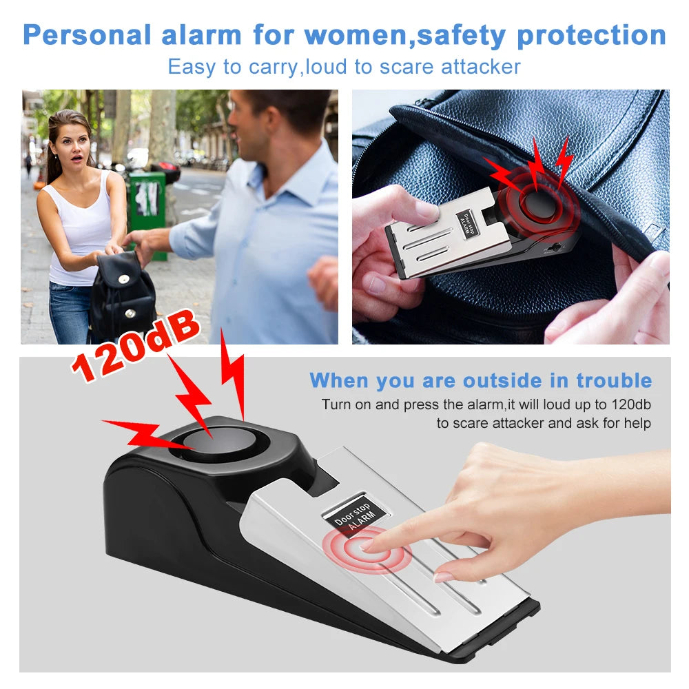 Portable Door Stop Alarm with 120dB Siren
