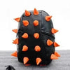 Black PU leather backpack with orange rivets and studs
