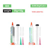 A set of solder paste and flux for electronics repair including a syringe and various tips.