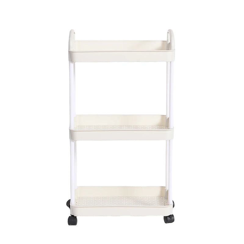 3-Tier Plastic Utility Cart with Lockable Wheels