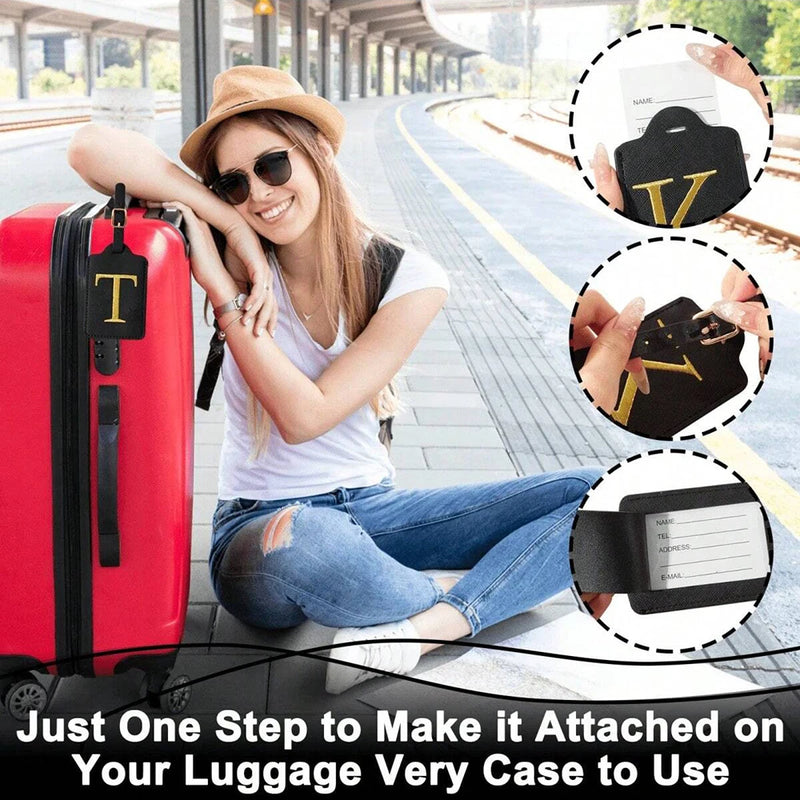PU Leather Luggage Tag with Privacy Cover