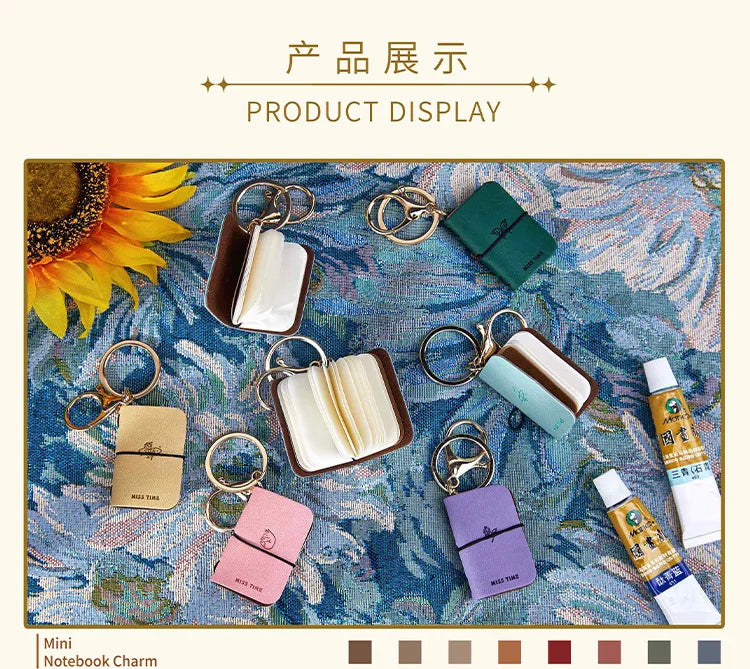 Mini PU Leather Journal Keychain with Keyring
