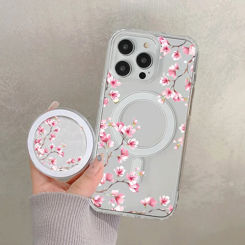 Floral Magnetic Phone Case with Kickstand