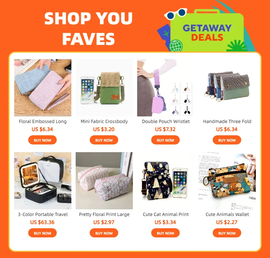 A collection of various small wallets and accessories including a floral embossed long wallet, mini fabric crossbody, double 