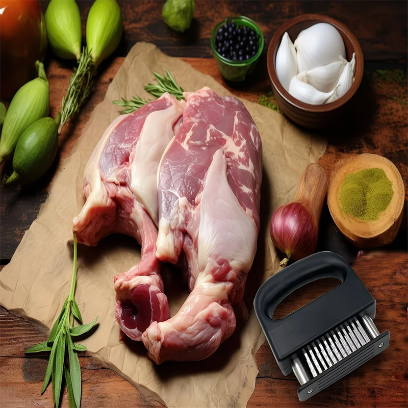 48-Needle Stainless Steel Meat Tenderizer with Safety Guard