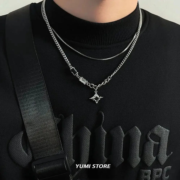 Double-Layer Star Pendant Necklace