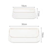 White foldable no-drill wall shelf with dimensions 18cm by 11cm and 30cm by 19cm.