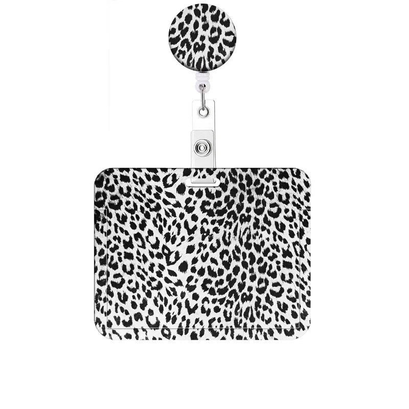 Leopard Print Retractable Badge Holder with Clip