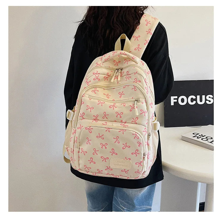 Korean Fashion Bow Print Backpack