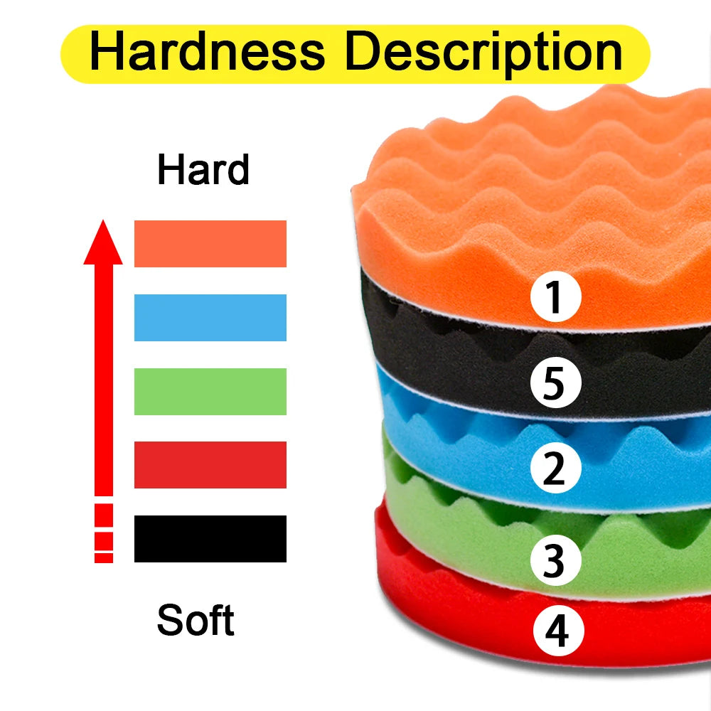 5-Piece Foam Waffle Polishing Pad Set for Car Detailing